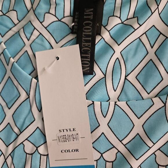 MT Collection dress, light blue and white midi sleeveless.  Size XXL. NWT.   # 8 - Picture 4 of 6
